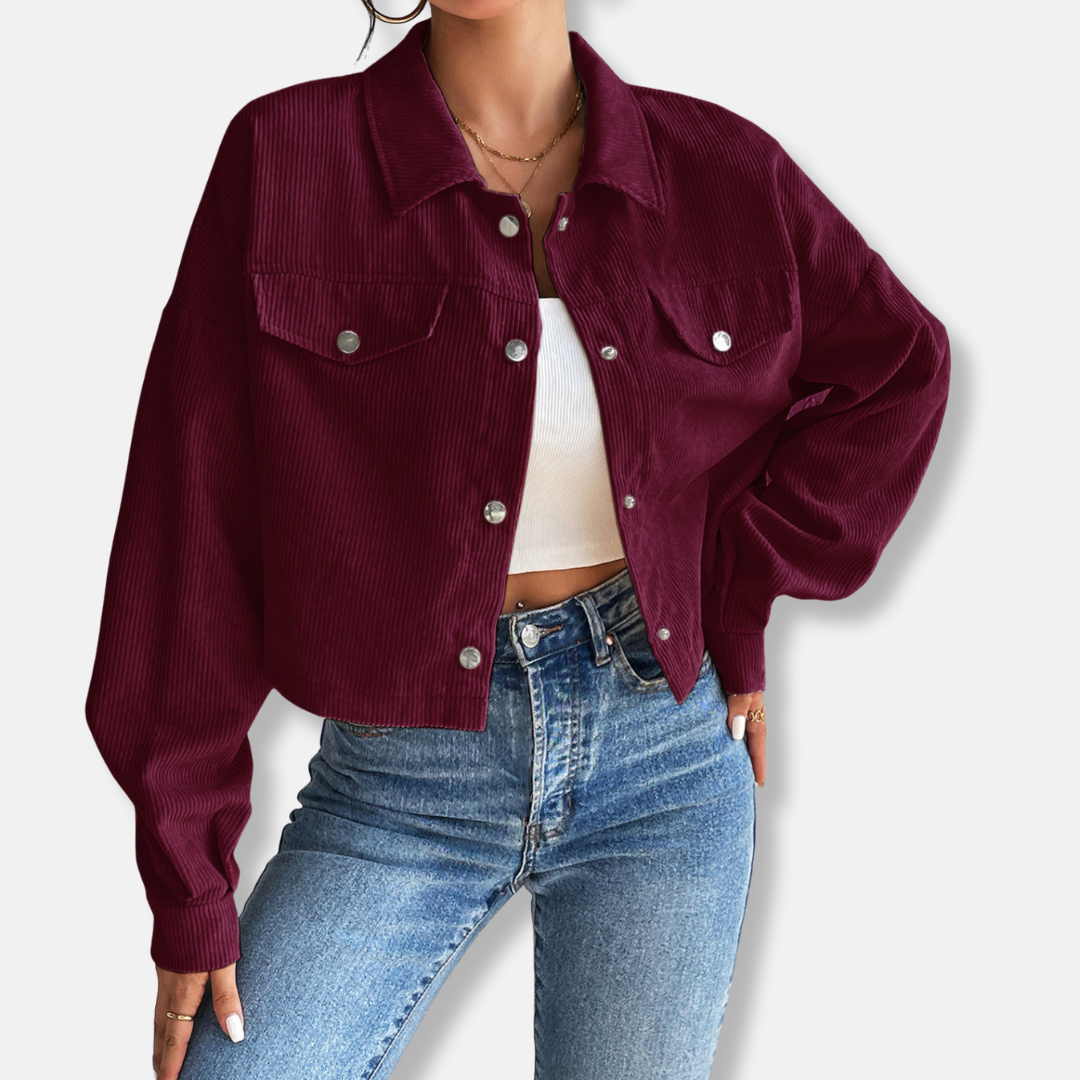 Amelia Cropped Jacket | Collared Button Front Jacket