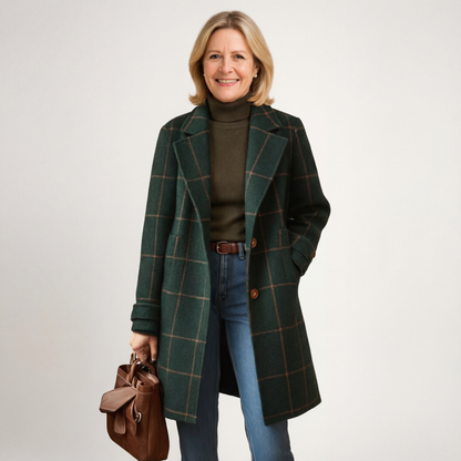Women's Retro Lapel Plaid Tweed Coat