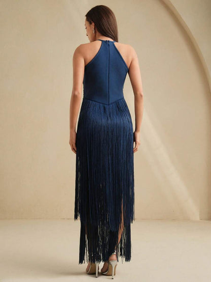 Anewsta Elegant Vintage Bohemian Tassel Maxi Dress, Suitable For Spring, Summer, Holidays, Festivals, Beaches, Parties, And Easter