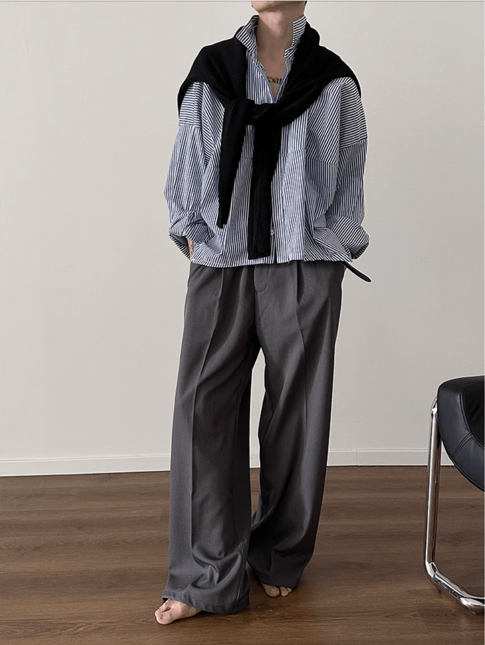 [GENESISBOY] Blue Striped Casual Shirt st2080