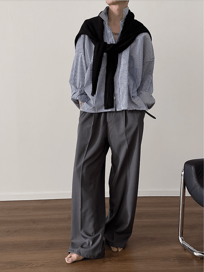 [GENESISBOY] Blue Striped Casual Shirt st2080