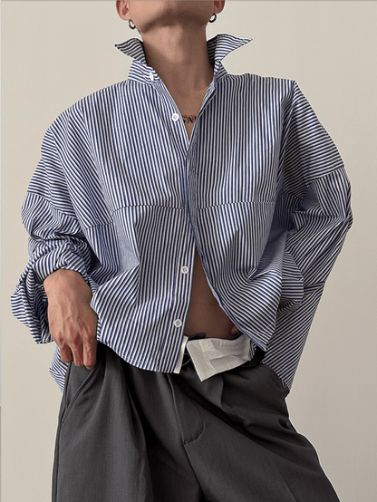 [GENESISBOY] Blue Striped Casual Shirt st2080