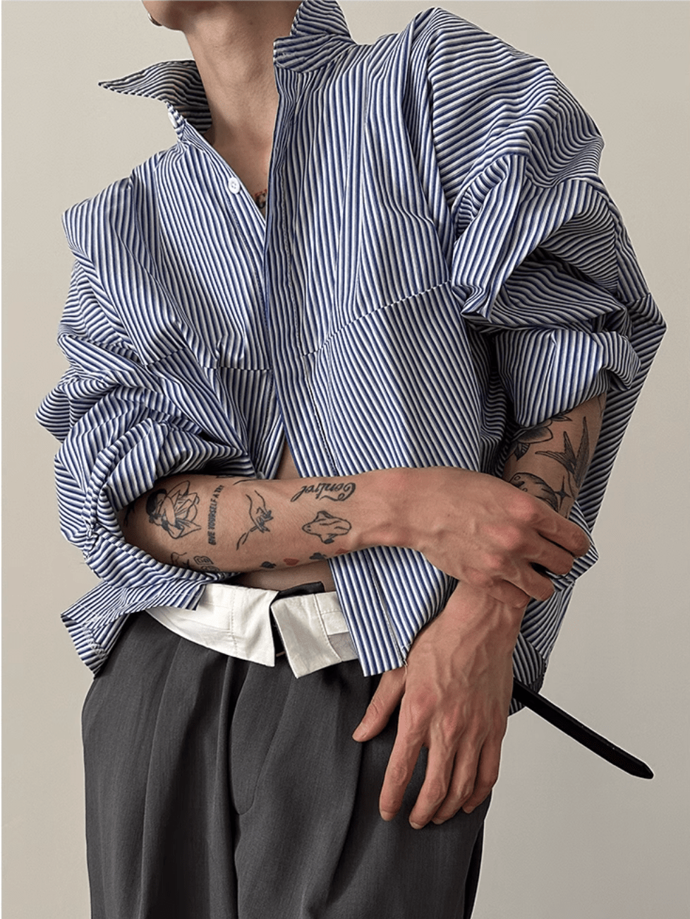 [GENESISBOY] Blue Striped Casual Shirt st2080