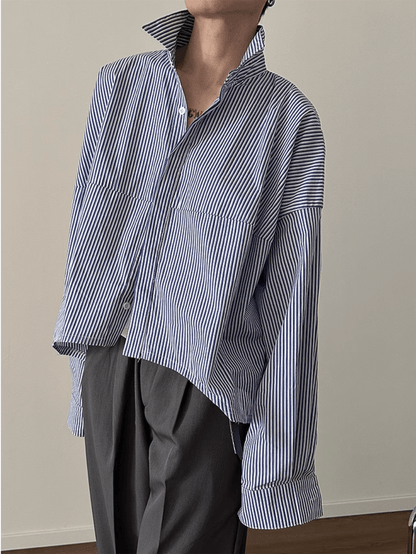[GENESISBOY] Blue Striped Casual Shirt st2080