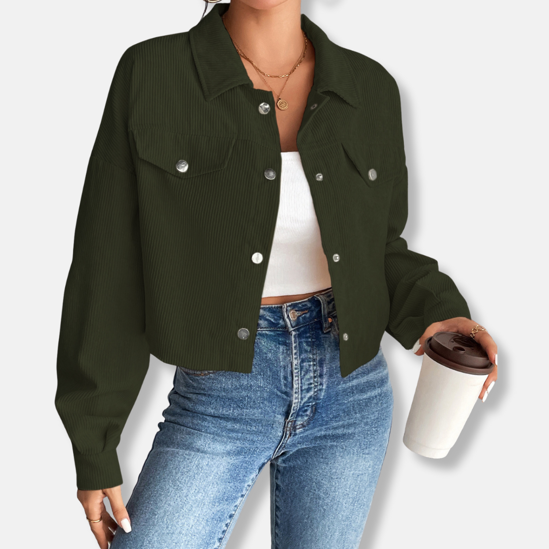 Amelia Cropped Jacket | Collared Button Front Jacket