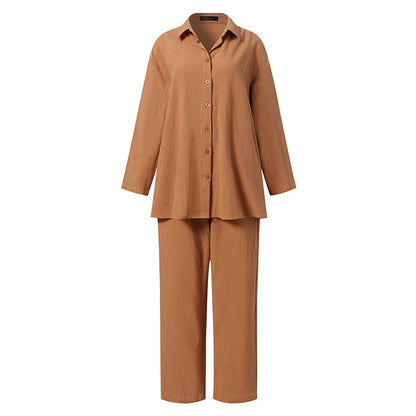 Solid Cotton Linen Women Suits