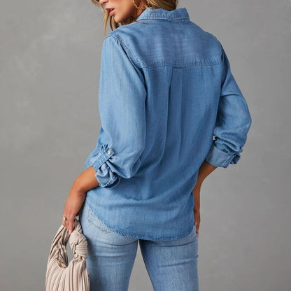 Aurora Classic Fit Denim Shirt | Button Front Chest Pockets Denim Shirt