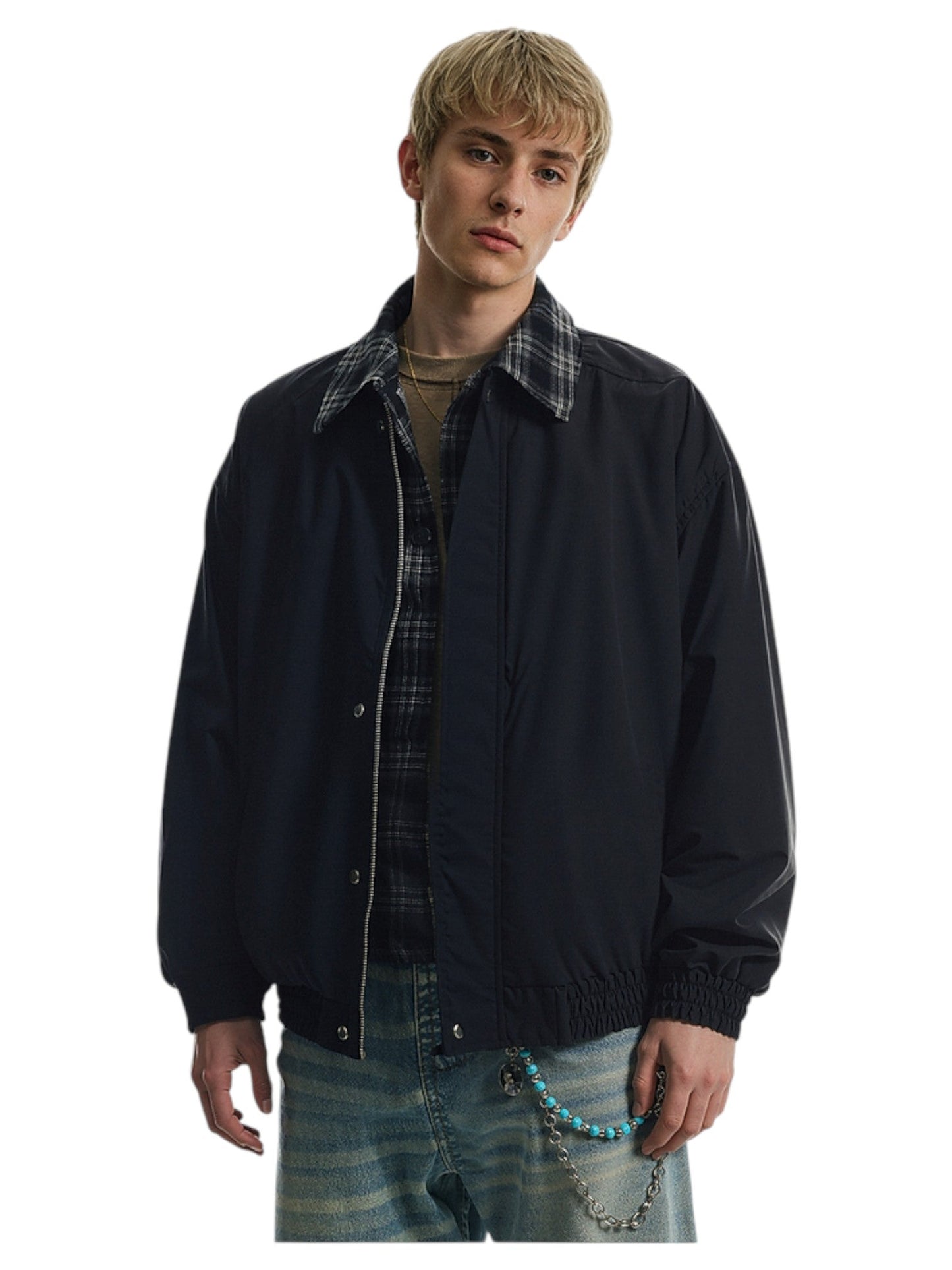 LAYERED PLAID WORK JACKET st5083