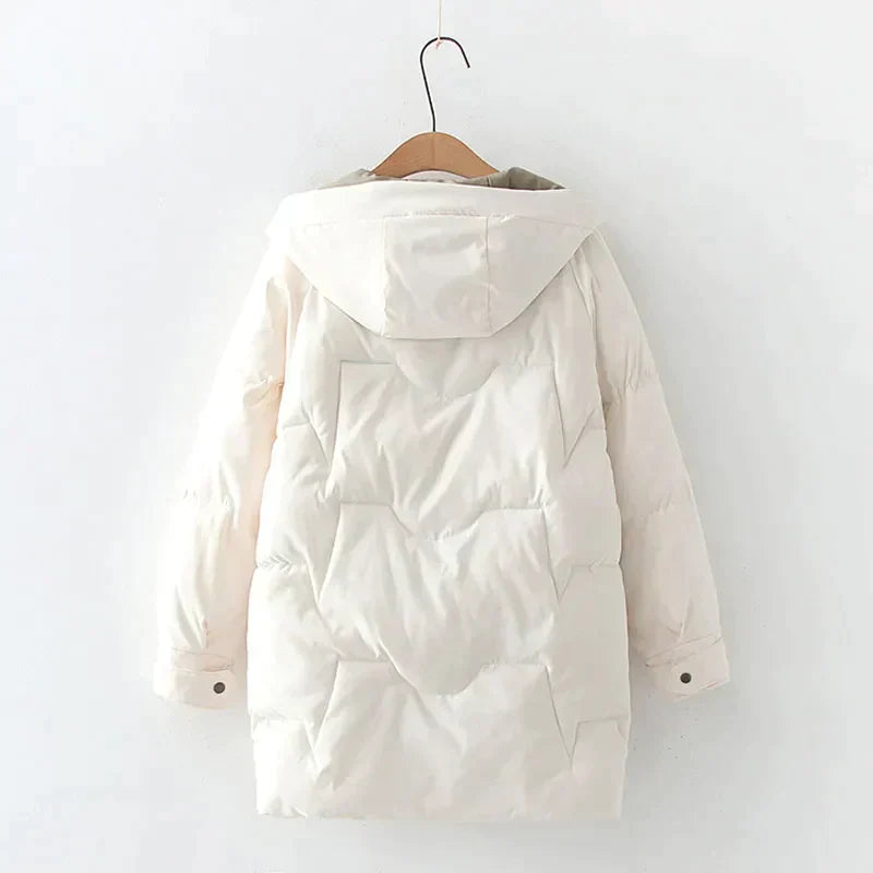 Isla Quilted Hooded Puffer Jacket | Loose Fit Thigh-Length Jacket