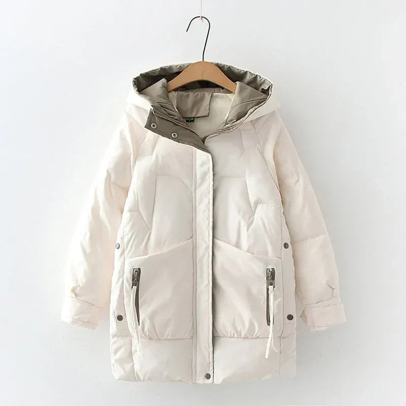 Isla Quilted Hooded Puffer Jacket | Loose Fit Thigh-Length Jacket
