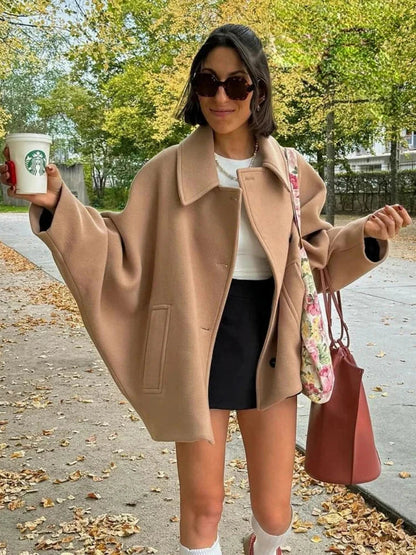 Isla Oversized Jacket | Lapel Button Front Pockets Jacket