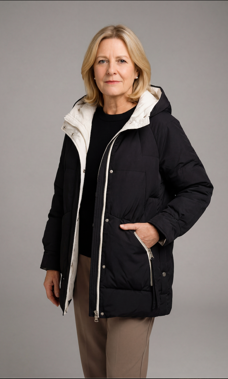 Isla Quilted Hooded Puffer Jacket | Loose Fit Thigh-Length Jacket