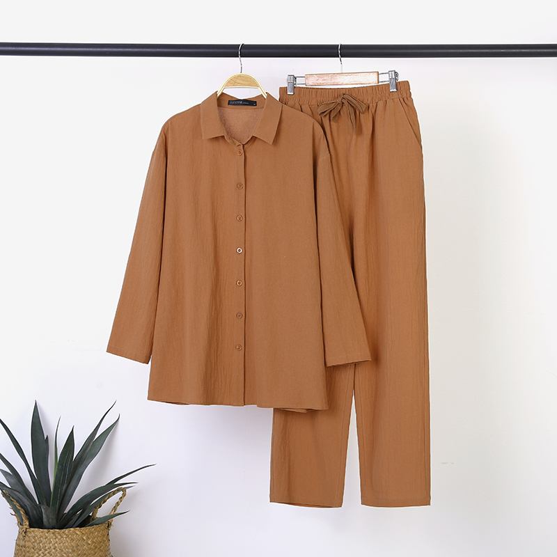 Solid Cotton Linen Women Suits