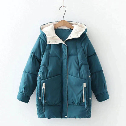 Isla Quilted Hooded Puffer Jacket | Loose Fit Thigh-Length Jacket