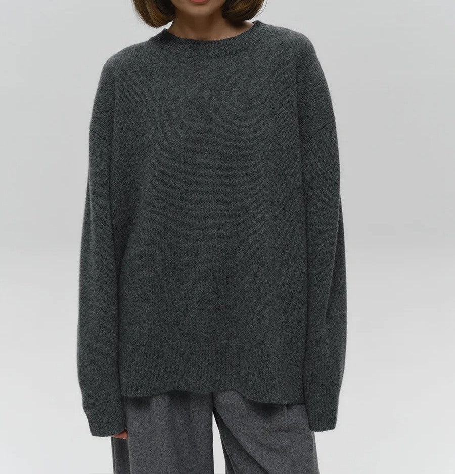 Isla Oversized Sweater | Crewneck Ribbed Hip-Length Sweater