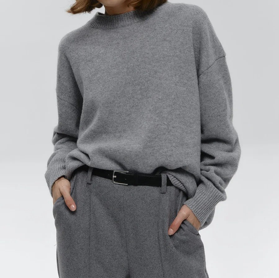 Isla Oversized Sweater | Crewneck Ribbed Hip-Length Sweater